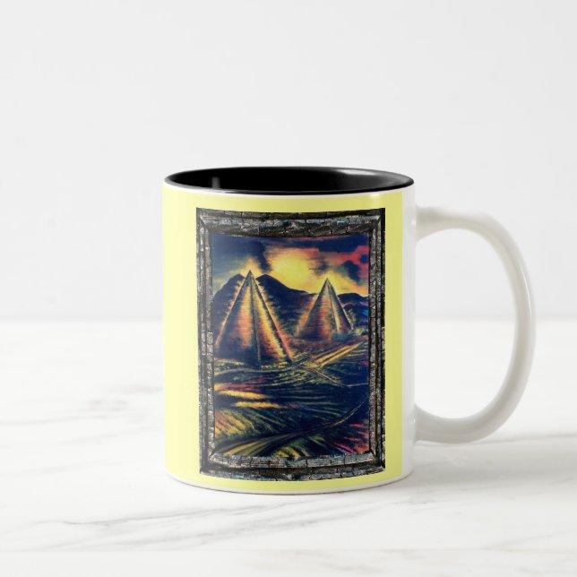 Caneca De Café Em Dois Tons O lugar de descanso, pirâmides (Direita)