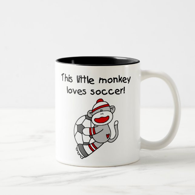 Caneca De Café Em Dois Tons O macaco da peúga ama o futebol (Direita)