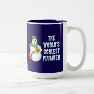 Caneca De Café Em Dois Tons O mais legal canalizador do mundo Snowman