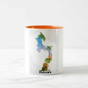 Caneca De Café Em Dois Tons O mapa de Panamá ilustrou a cópia do poster de