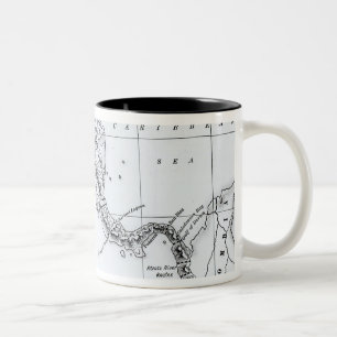 Caneca De Café Em Dois Tons O mapa props rotas Isthmian do canal