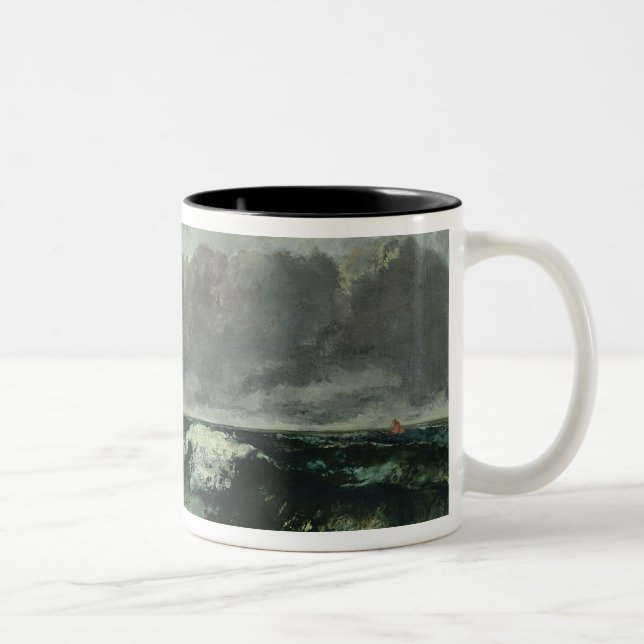 Caneca De Café Em Dois Tons O mar tormentoso ou, a onda, 1870 (Direita)
