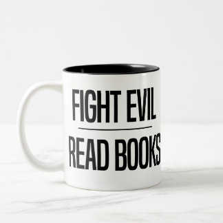 Caneca De Café Em Dois Tons O mau da luta leu o presente de amante de livro