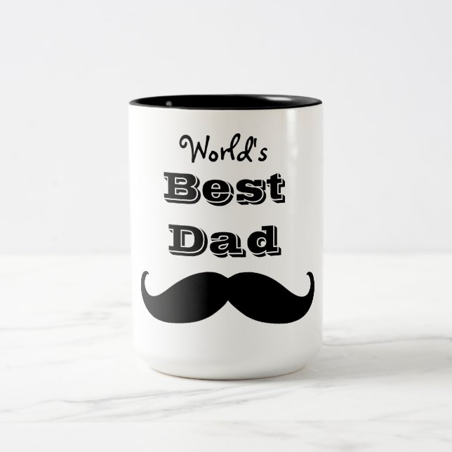 Caneca De Café Em Dois Tons O melhor bigode Pai do mundo (Centro)
