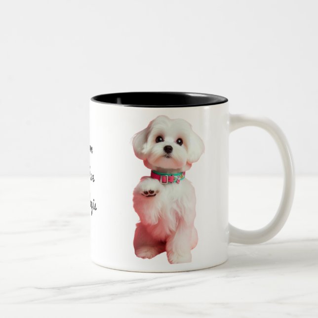 Caneca De Café Em Dois Tons O melhor cão maltês personalizado personalizado pe (Direita)