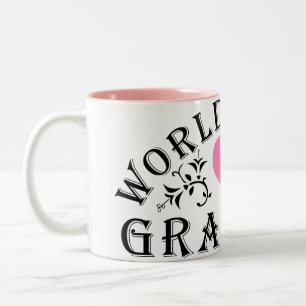 Caneca De Café Em Dois Tons O melhor coração cor-de-rosa da vovó do mundo
