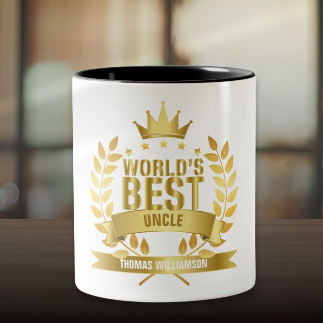 Caneca De Café Em Dois Tons O melhor divertimento do mundo é Dourado (World's Best Uncle Fun Gold Two-Tone Coffee Mug)