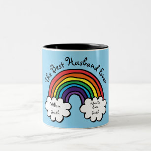Caneca De Café Em Dois Tons O Melhor Marido de Todos Azul Arco-íris
