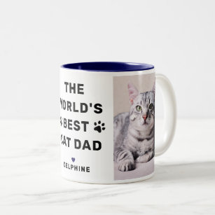 Caneca De Café Em Dois Tons O melhor Marinho de Pai para gatos do mundo dois p