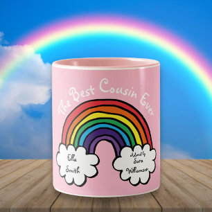 Caneca De Café Em Dois Tons O Melhor Primo de Todos Chuva de Cores Rosa
