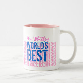 Caneca De Café Em Dois Tons O melhor professor de 3º grau cor-de-rosa azul