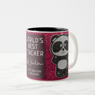 Caneca De Café Em Dois Tons O melhor professor do mundo, Black and White Panda