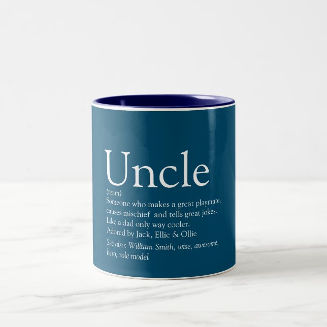 Caneca De Café Em Dois Tons O melhor tio Funcle Modern Definition Blue (Centro)