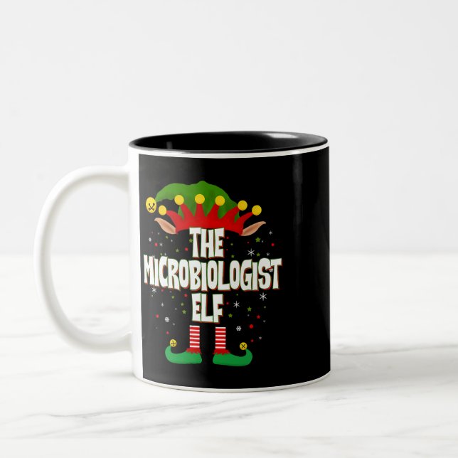 Caneca De Café Em Dois Tons O Microbiólogo Elf Christmas (Esquerda)