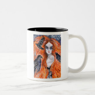 Caneca De Café Em Dois Tons O Morrigan - rainha do guerreiro