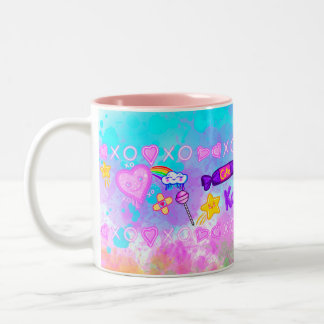 Caneca De Café Em Dois Tons "O Mundo do Cutie Pie Kawaii" Mug