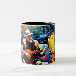 Caneca De Café Em Dois Tons O Músico Solitário