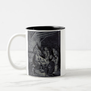 Caneca De Café Em Dois Tons O Nascimento de Jesus por Gustave Doré Tinta Vitor