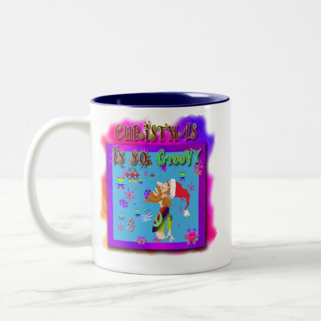 Caneca De Café Em Dois Tons O Natal é tão groovy Mug (Esquerda)