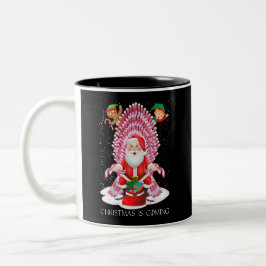 Caneca De Café Em Dois Tons O Natal está chegando ao Papai Noel Cane Throne