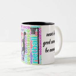 Caneca De Café Em Dois Tons O Netball posiciona palavras e citações