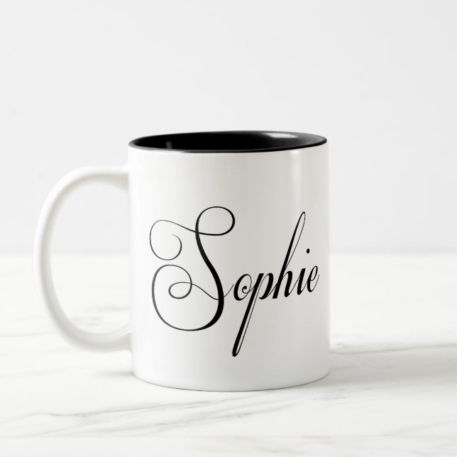 Caneca De Café Em Dois Tons O Nome Dela É Sophie Calligraphy (Esquerda)