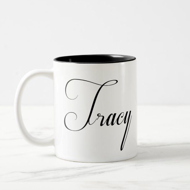 Caneca De Café Em Dois Tons O Nome Dela É Tracy Calliografia (Esquerda)
