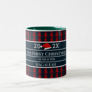 Caneca De Café Em Dois Tons O nosso primeiro Natal como o Sr. e a Sra. Casal R