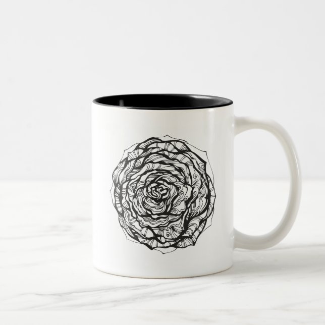 Caneca De Café Em Dois Tons O Ornamental abstrato aumentou (Direita)