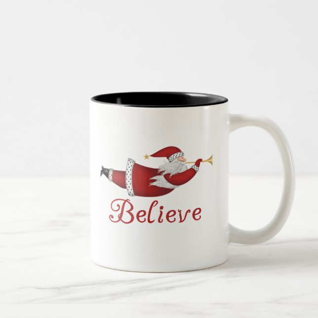 Caneca De Café Em Dois Tons O papai noel acredita (Direita)