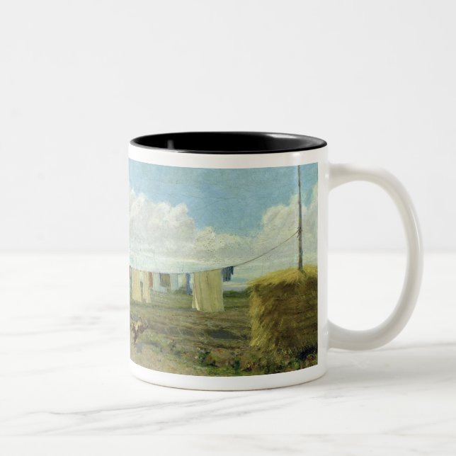 Caneca De Café Em Dois Tons O pátio (óleo em canvas) (Direita)