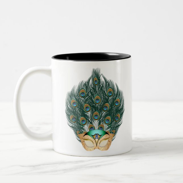 Caneca De Café Em Dois Tons O Peacock Mascarado (Esquerda)