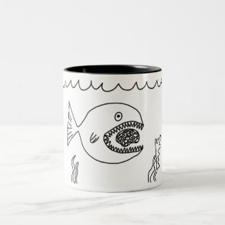 Caneca De Café Em Dois Tons O peixe come o cérebro