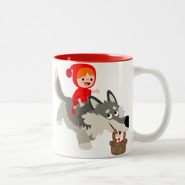 Caneca De Café Em Dois Tons O Pequeno Chapéu Vermelho e o Lobo (Direita)
