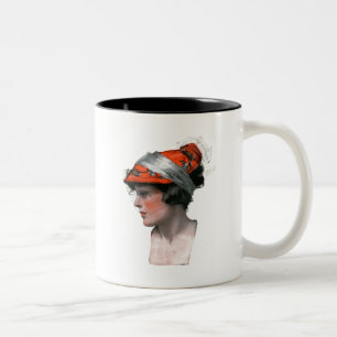 Caneca De Café Em Dois Tons O perfil da mulher
