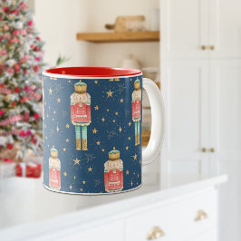 Caneca De Café Em Dois Tons O pirata de Natal Dourado Starry Night Blue