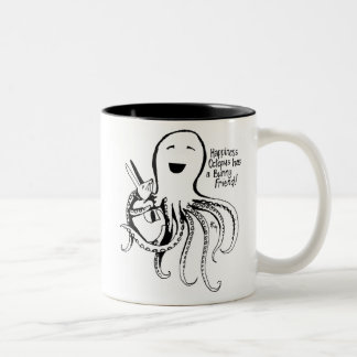 Caneca De Café Em Dois Tons O polvo da felicidade tem um amigo do coelho