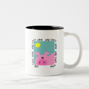 Caneca De Café Em Dois Tons O porco diz Oink o camiseta e os presentes