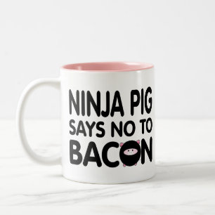 Caneca De Café Em Dois Tons O porco engraçado de Ninja diz não ao bacon