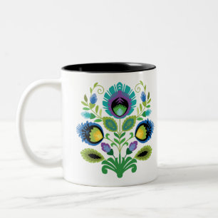 Caneca De Café Em Dois Tons O povo polonês floresce a cerceta