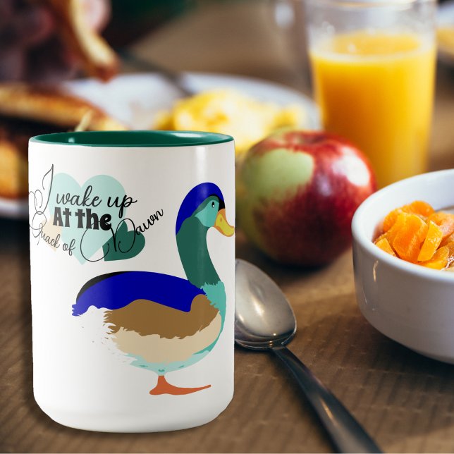 Caneca De Café Em Dois Tons O quack do amanhecer: lindo pato Mallard (Criador carregado)