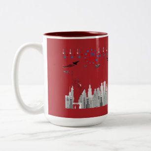 Caneca De Café Em Dois Tons O quarto tijolo brilhante vermelho