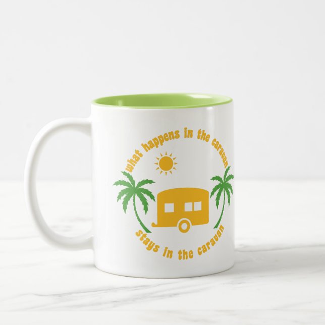 Caneca De Café Em Dois Tons O que acontece na Caravana fica na Caravana (Esquerda)