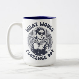 Caneca De Café Em Dois Tons O que Florence faria? Florence Nightingale Retro