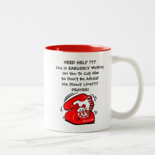 Caneca De Café Em Dois Tons O Red Phone-God está ansiosamente Esperando que nó