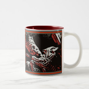 CANECA DE CAFÉ EM DOIS TONS O REI DE ESQUELETO "LIVRE VIVO, MORRE LIVRE" ROCK