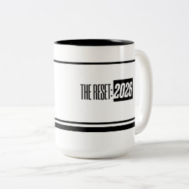 Caneca De Café Em Dois Tons O Reset 2026 Preto e Branco Minimalista de Duas Co