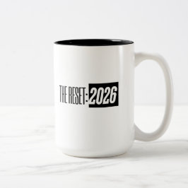 Caneca De Café Em Dois Tons O Reset 2026 — Tipografia Minimalista Moderna