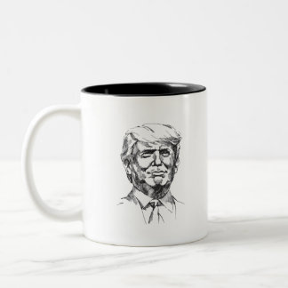 Caneca De Café Em Dois Tons O retrato de Donald Trump ADICIONA SUAS PRÓPRIAS P