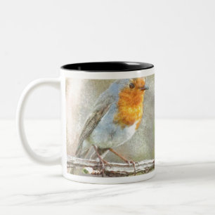 Caneca De Café Em Dois Tons O Robin É Um Gabriel Watercolor